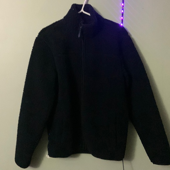 Black Fur Zip-up Sweater - Picture 1 of 4